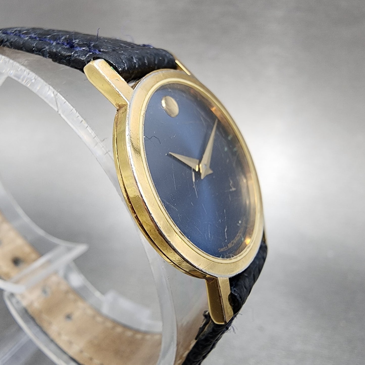 Movado Museum Watch Women 24mm Blue Dial Gold Tone Round 87A1832 PARTS4