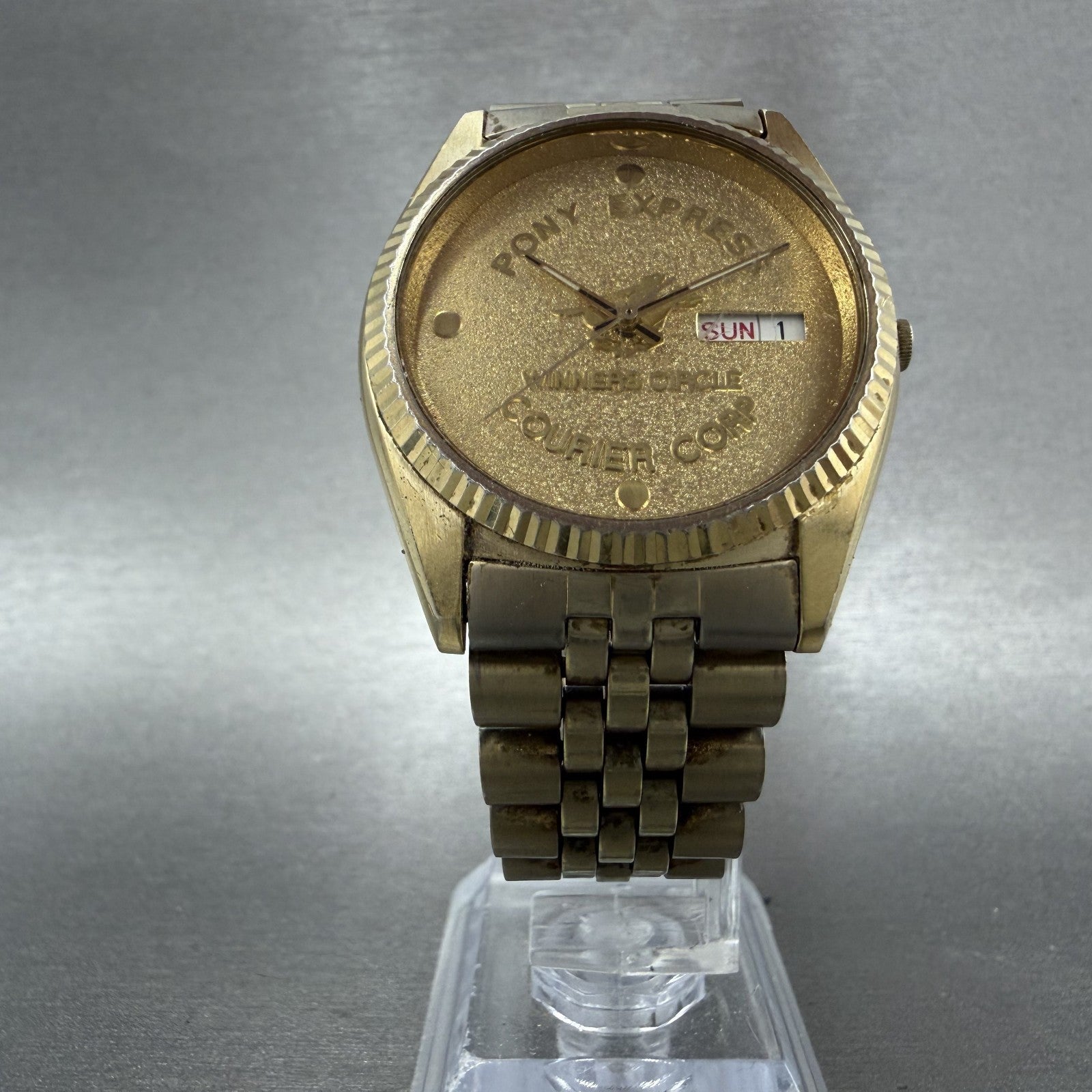 Seiko President Watch Men 36mm Gold Dial Gold Tone Daydate 7n438119 New Battery5