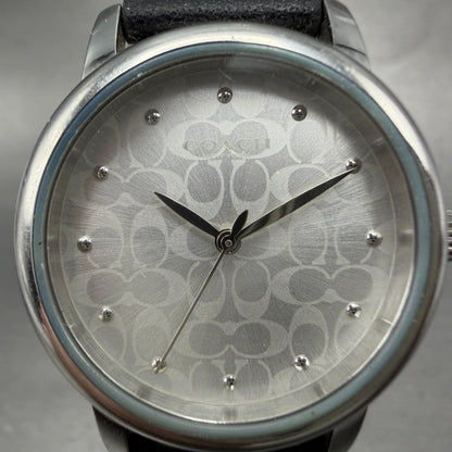 Coach Grand Watch Women 23mm Silver Dial Silver Tone Round Leather New Battery1