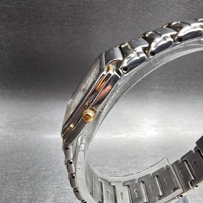 Seiko Tank Watch Women 21mm White Dial Two Tone Rectangle 1N00-0FY0 New Battery2