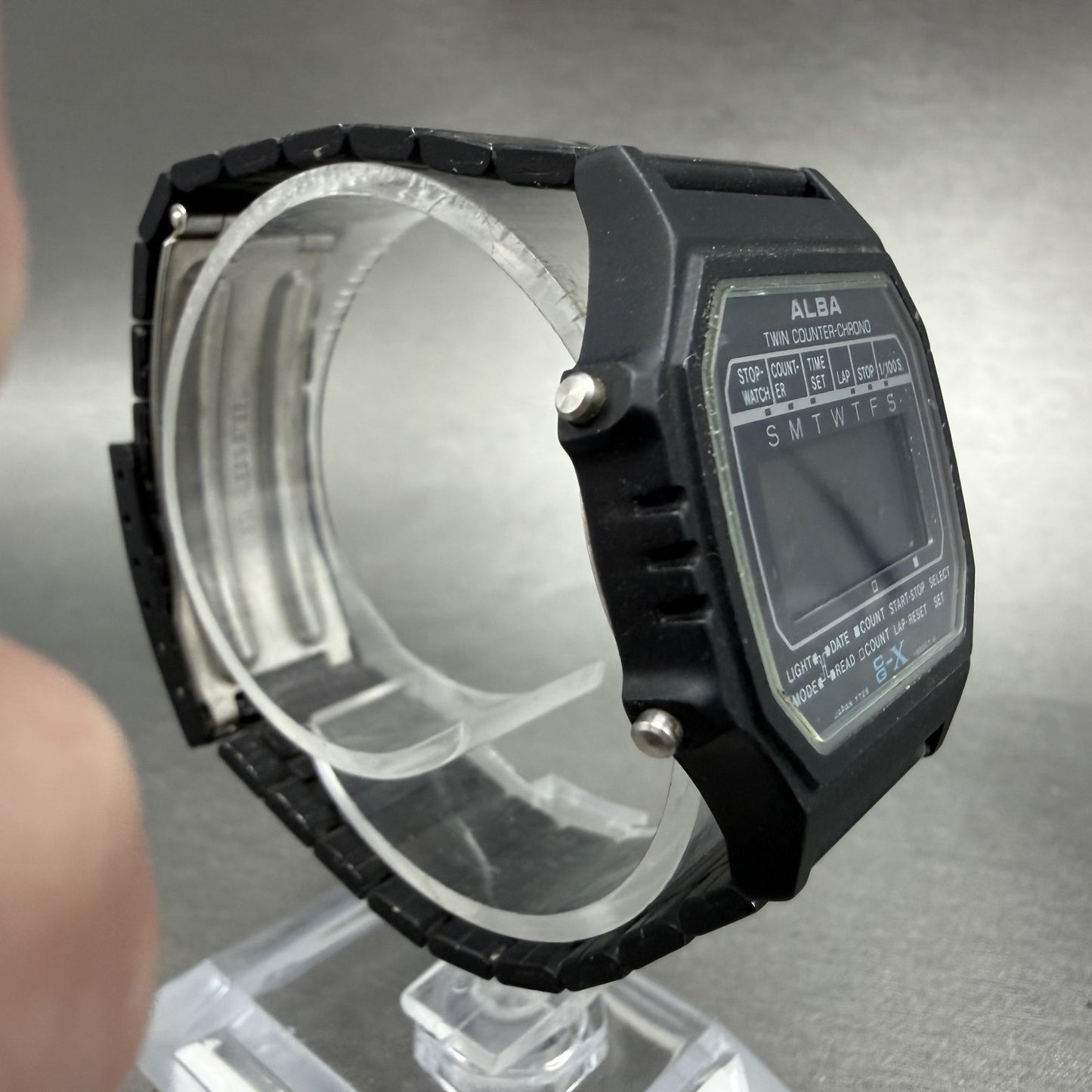 Seiko ALBA Digital Watch Men 34mm Digital Black Tone Chrono Y729-5000 New Batt3