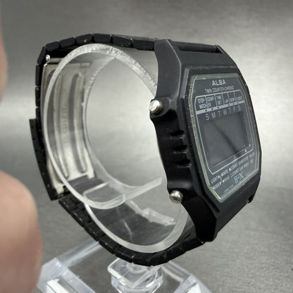 Seiko ALBA Digital Watch Men 34mm Digital Black Tone Chrono Y729-5000 New Batt3