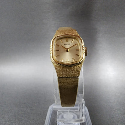 Seiko Watch Women 17mm Gold Dial Gold Gold Rectangle Manual Wind Runs 110055195