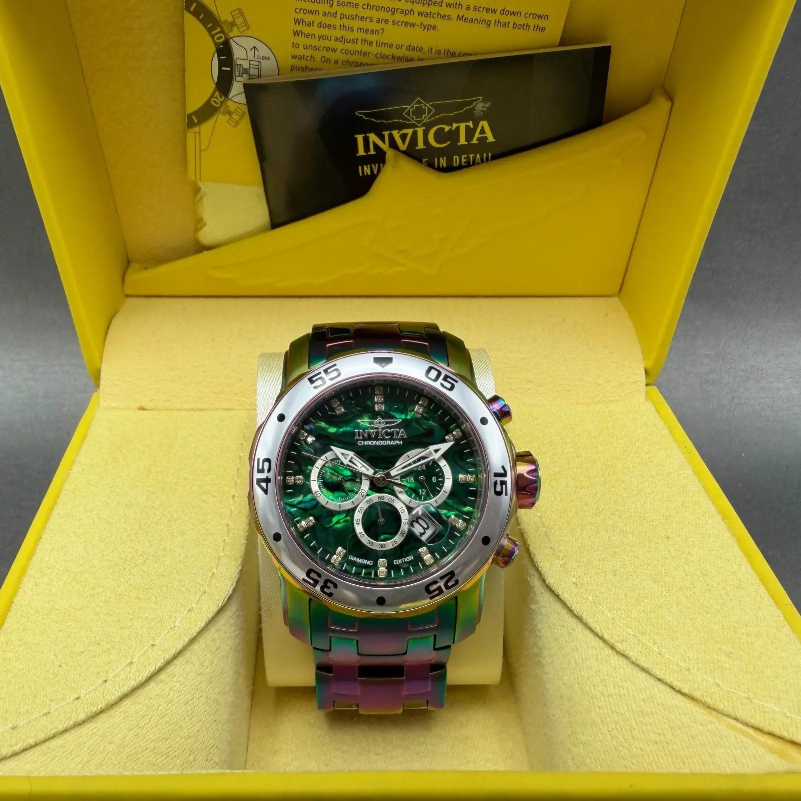Invicta Pro Diver Chronograph Watch Men 47mm Abalone Dial Iridescent New battery0