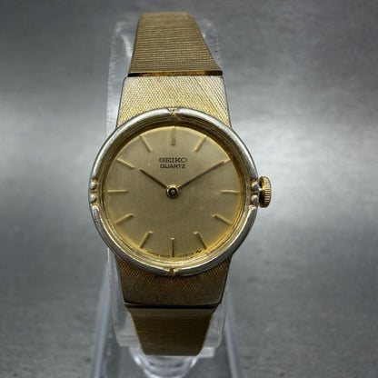 Seiko Watch Women 19mm Champagne Dial Gold Tone Round 1400-0079 New Battery0