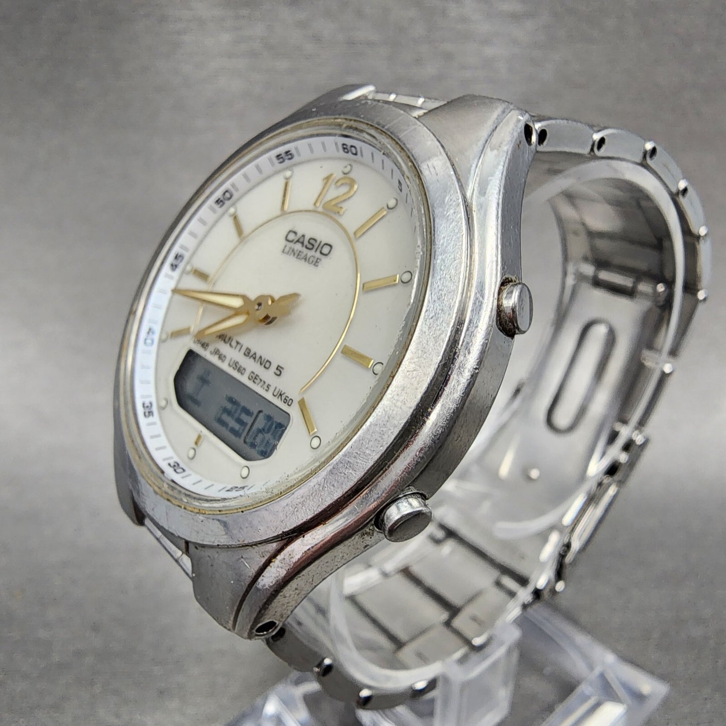 Casio Lineage Watch Men 38mm White Dial Stainless Steel Atomic READ!!!! LCWM2002