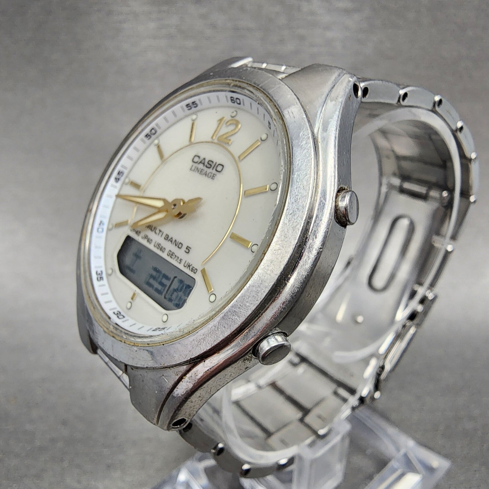 Casio Lineage Watch Men 38mm White Dial Stainless Steel Atomic READ!!!! LCWM2002