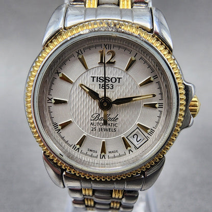 Tissot Ballade Automatic Watch Women 24mm White Dial Two Tone Date Round Runs