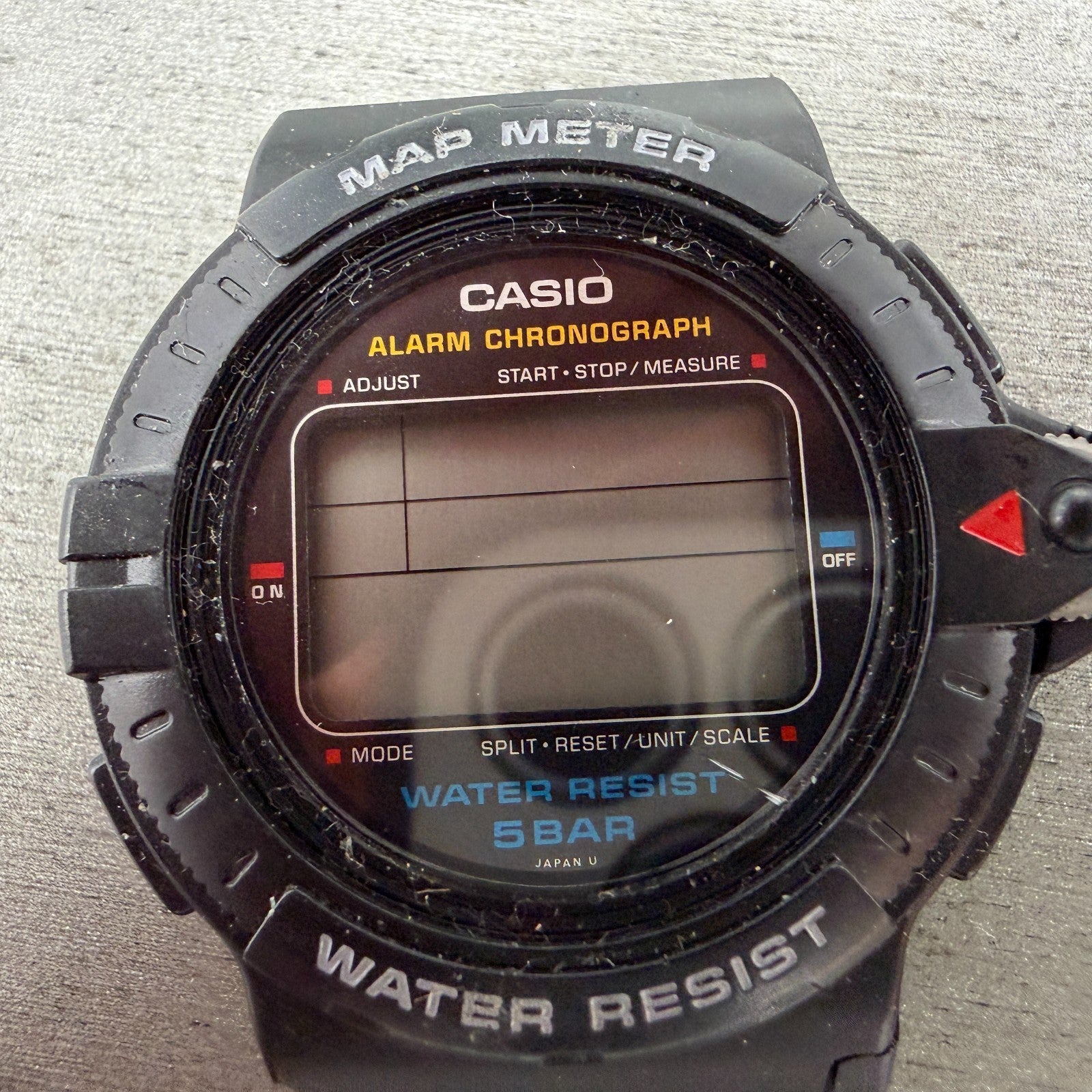 Casio MAP-100 Watch Men 42mm Digital Black Map Meter Alarm Chrono VTG PARTS2