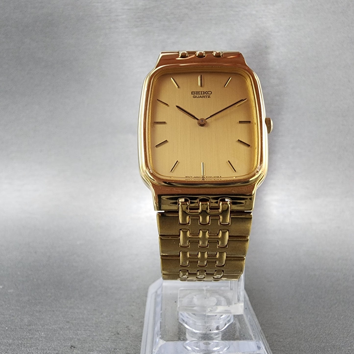 Seiko Tank Watch Men 28mm Champagne Dial Gold Tone 5y305309 New Battery5