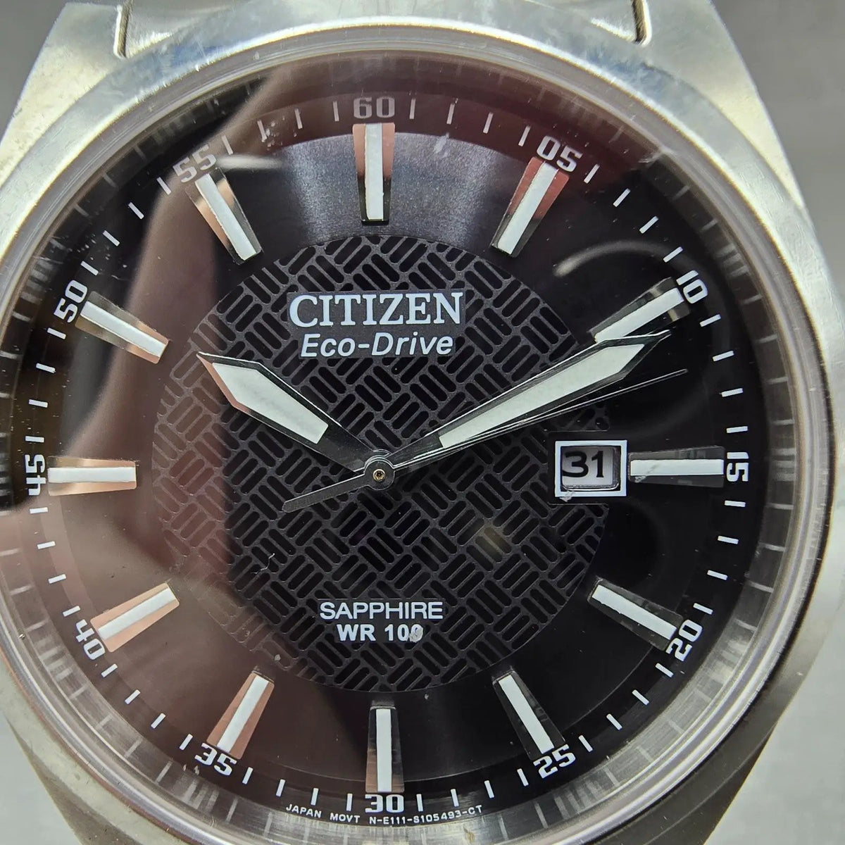 Citizen Eco-Drive Corso Watch Men 41mm Black Dial Silver Date E111-S070856 Runs1
