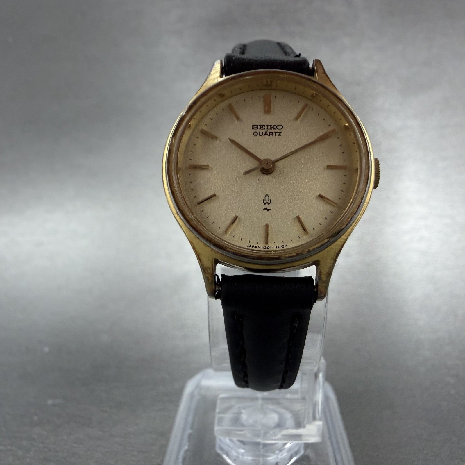 Seiko Watch Women 23mm Champagne Dial Gold Tone Round 4301-0030 New Battery5