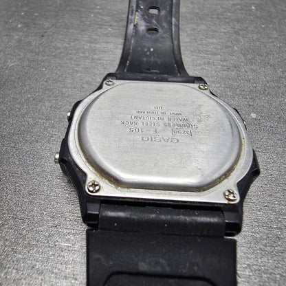 Casio F-105 Watch Men 36mm Digital Black Tone Alarm Chrono 3298 New Battery10