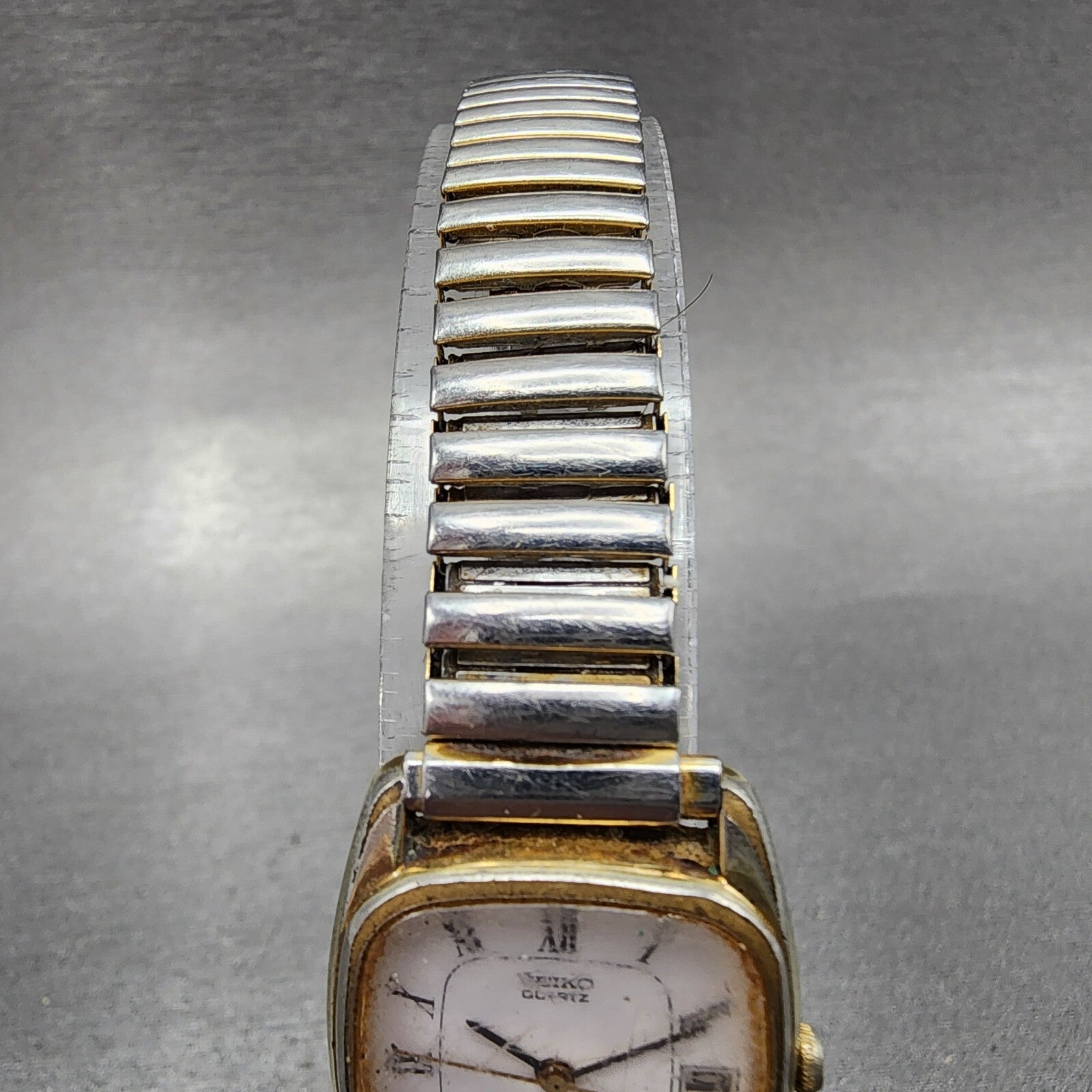Seiko Watch Women 21mm White Dial Gold Tone Date 2a225080 New Battery READ!!!!!4