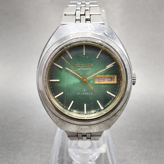 Citizen Automatic Watch Women 26mm Green Dial Silver Tone Daydate Round Runs0