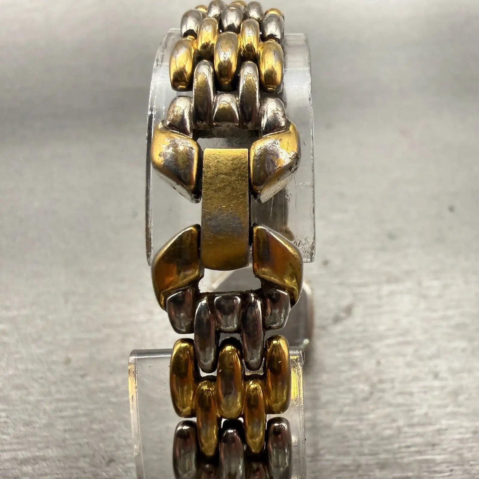 Seiko Watch Women 18mm White Dial Gold Tone Hexagon 4N00-6441 New Battery VTG9