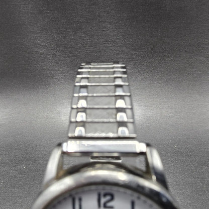 Timex Easy Reader Watch Men 35mm White Dial Silver Daydate T20461 New Battery 894