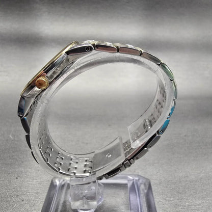 Bulova Watch Women 27mm Silver Dial Two Tone Gemmed Round 98P115 New Battery6