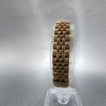 Seiko SQ Watch Women 24mm Gold Dial Gold Tone Daydate 24mm Round New Battery NBG8