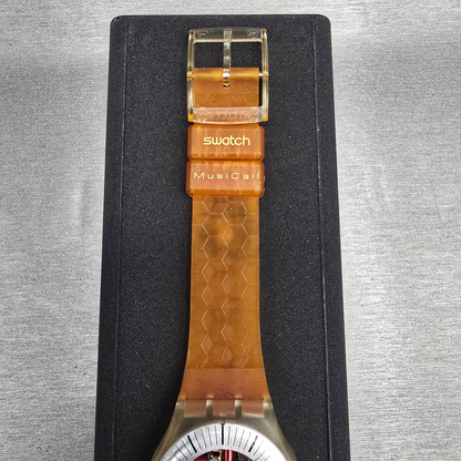 Swatch Musicall Adam Watch Men 34mm Skeleton Dial Alarm SLZ106 New Battery NOS6