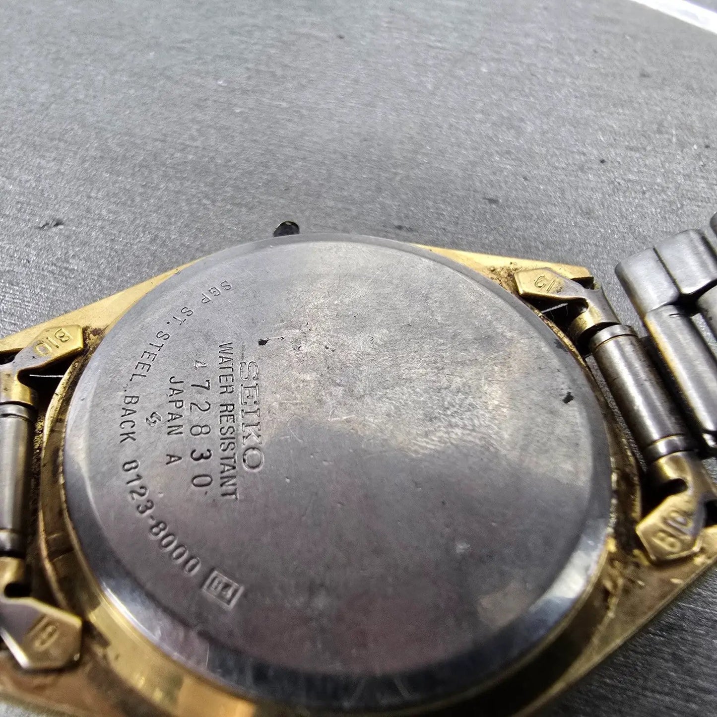 Seiko SQ Watch Men 34mm Gold Dial Gold Tone Daydate Round 8123-8000 PARTS VTG10