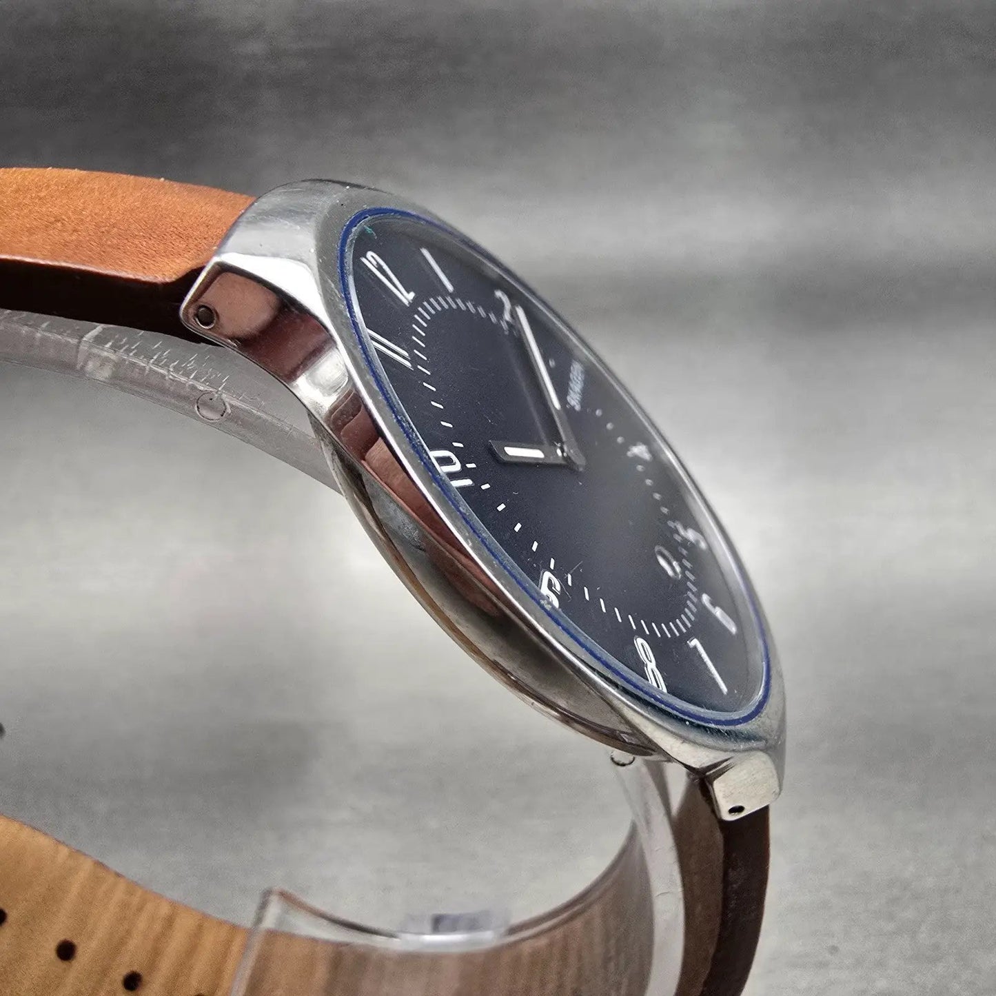 Skagen Grenen Watch Men 38mm Blue Dial Silver Tone Date Round SKW6457 New Batt3