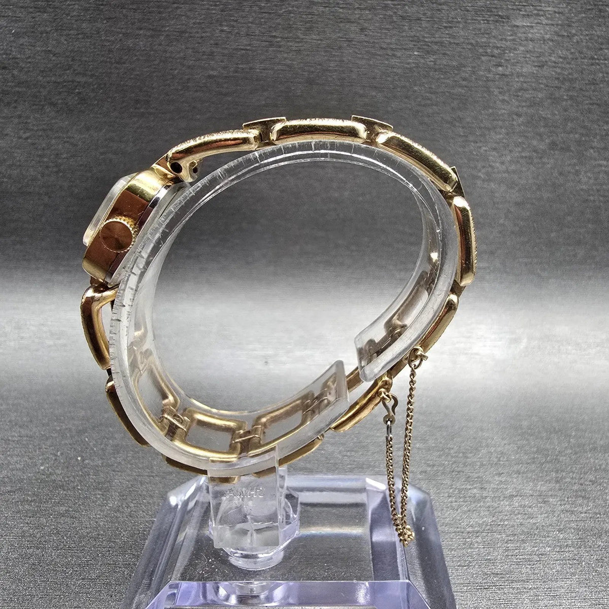 Seiko Watch Women 16mm Purple Dial Gold Tone Rectangle 11-3459 Manual Wind6