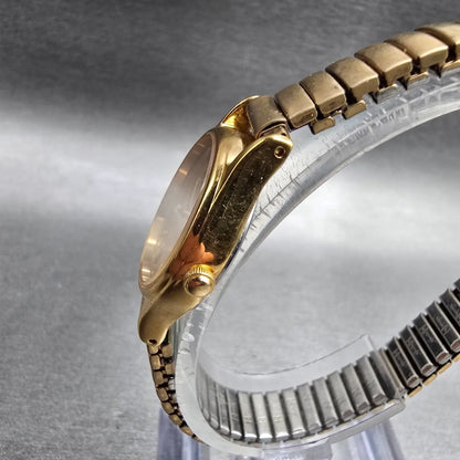 Seiko Watch Women 23mm Gold Dial Gold Tone Round 1N01-0F50 New Battery Vintage2