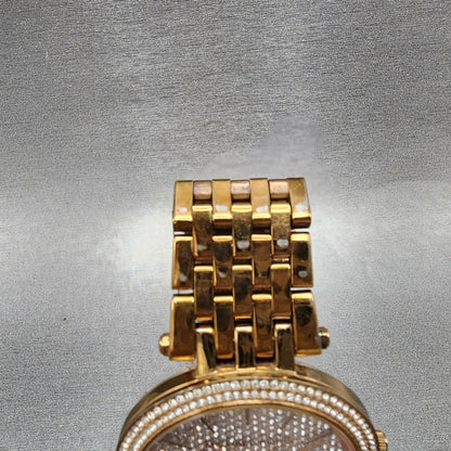 Michael Kors Darci Watch Women 39mm Crystal Dial Rose Gold Tone Round New Batt4