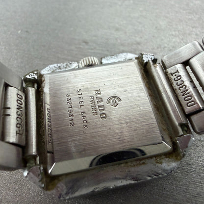 Rado Watch Women 26mm Orange Dial Silver Tone Octagon Manual Wind Runs VTG9