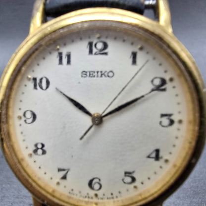 Seiko Watch Men 33mm Cream Dial Gold Tone Round Round V701-2A49 PARTS2