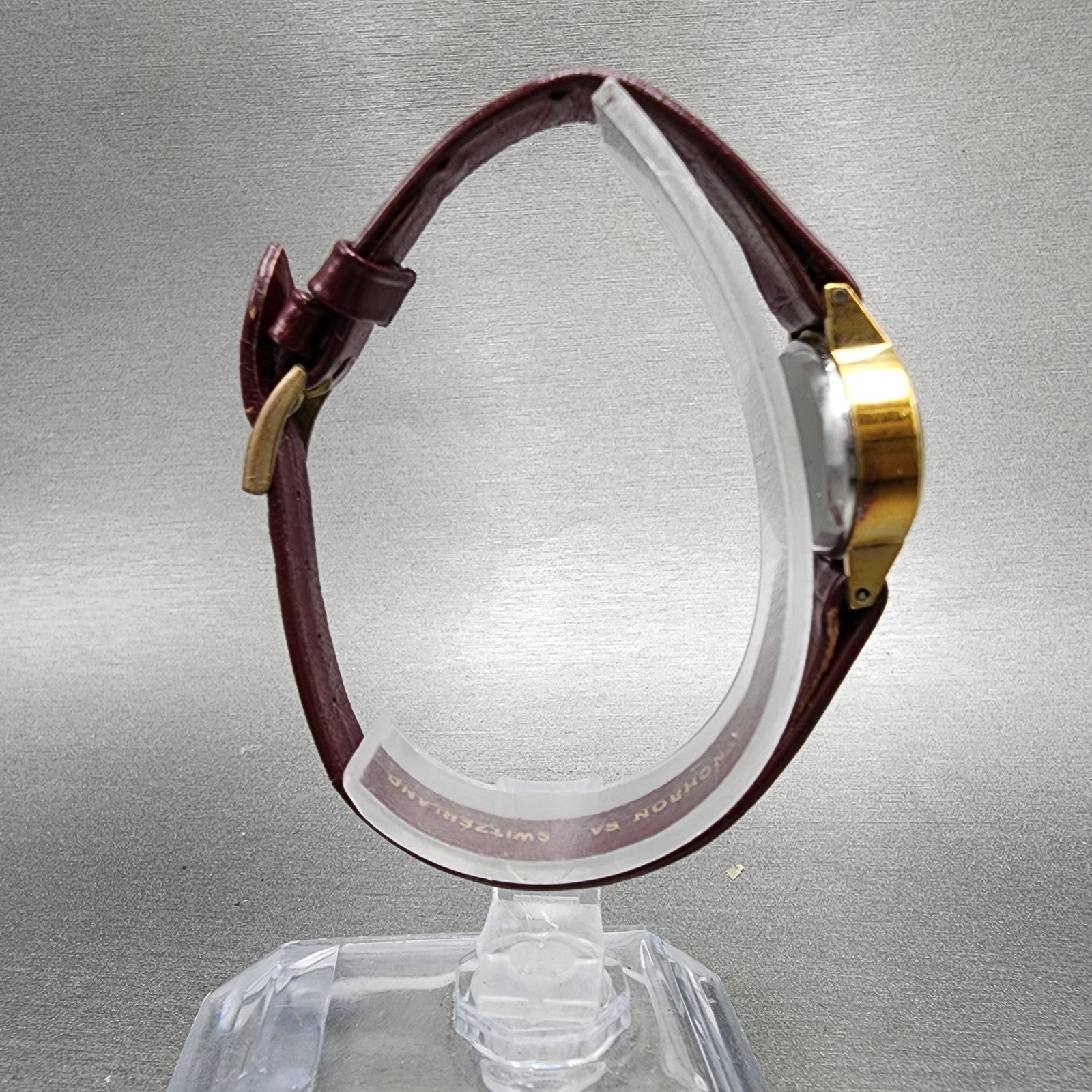 Ernest Borel Watch Women 25mm Red Dial Gold Plated Manual Wind Runs VTG12