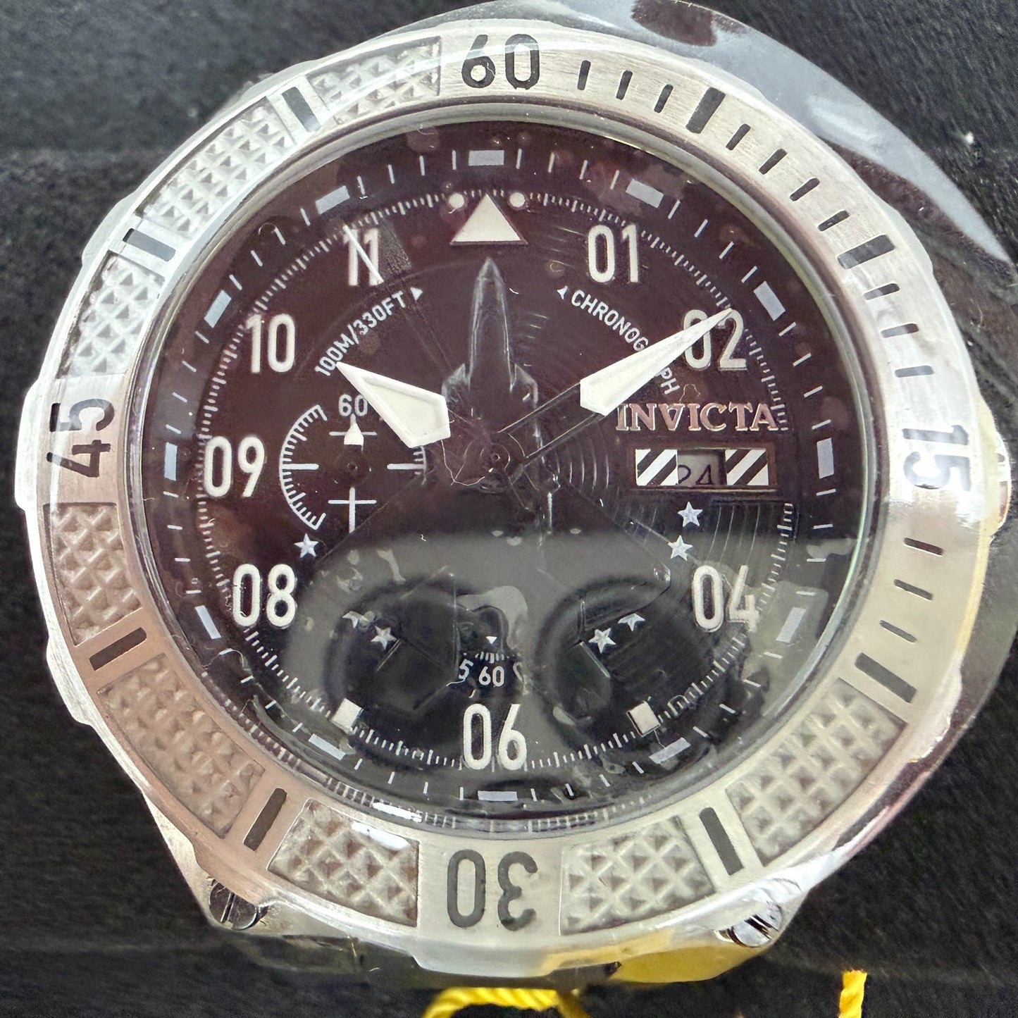 Invicta Aviator Ascend Chrono Watch Men 49mm Black Dial Steel Date 398881