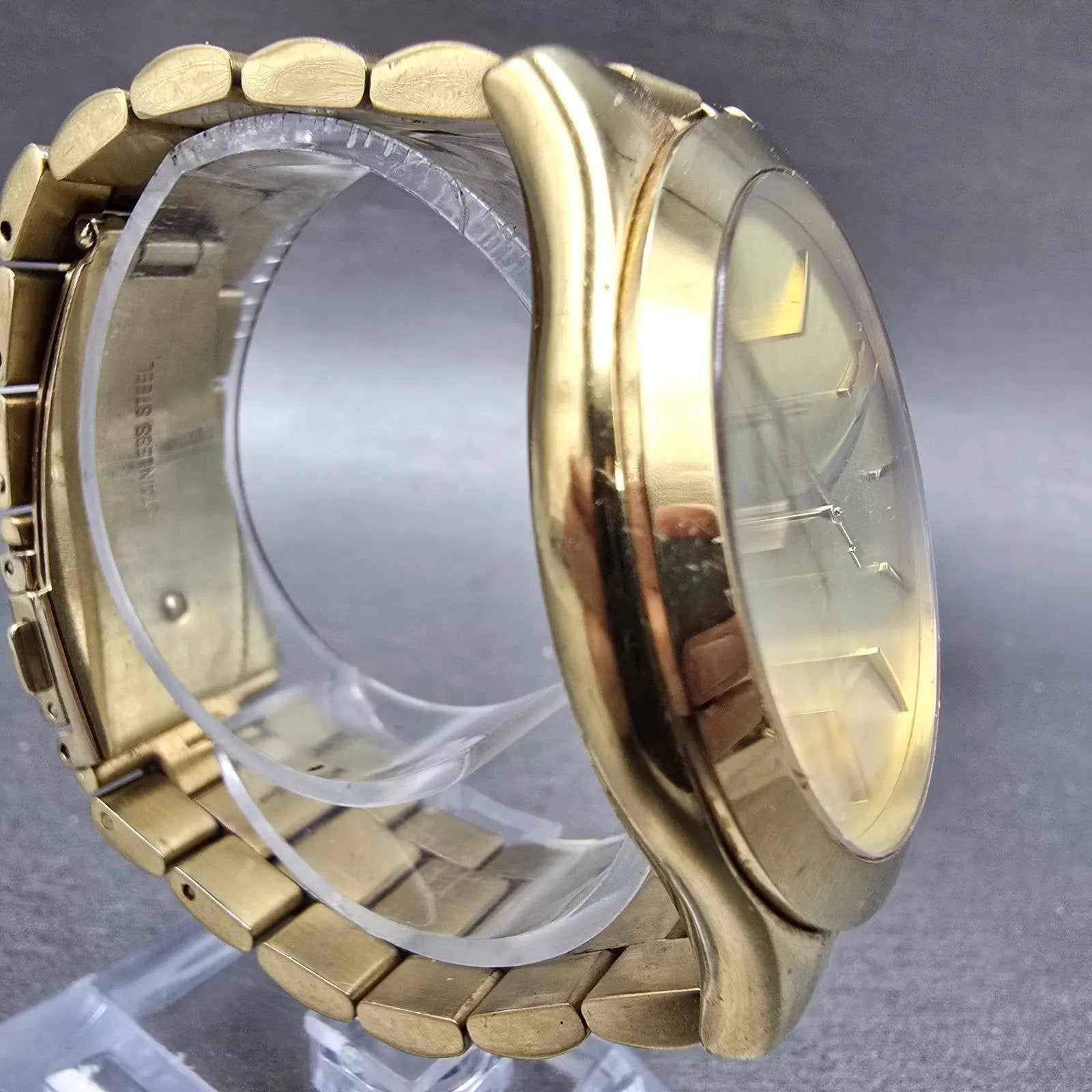 Michael Kors Runway Watch Women 42mm Champagne Dial Gold Tone MK-3179 New Batt O3