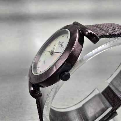 Skagen Denmark Watch Women 25mm MOP Dial Purple Tone Round 107SMMD New Battery2