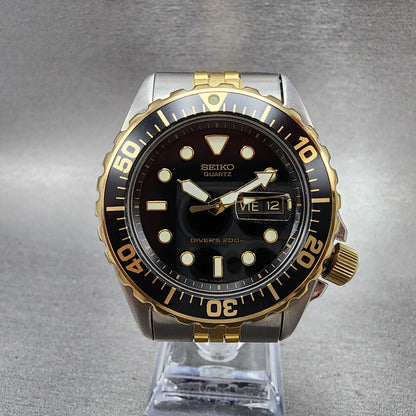 Seiko Divers Watch Men 42mm Black Dial Two Tone 7n366a29 New Battery Read!!!0