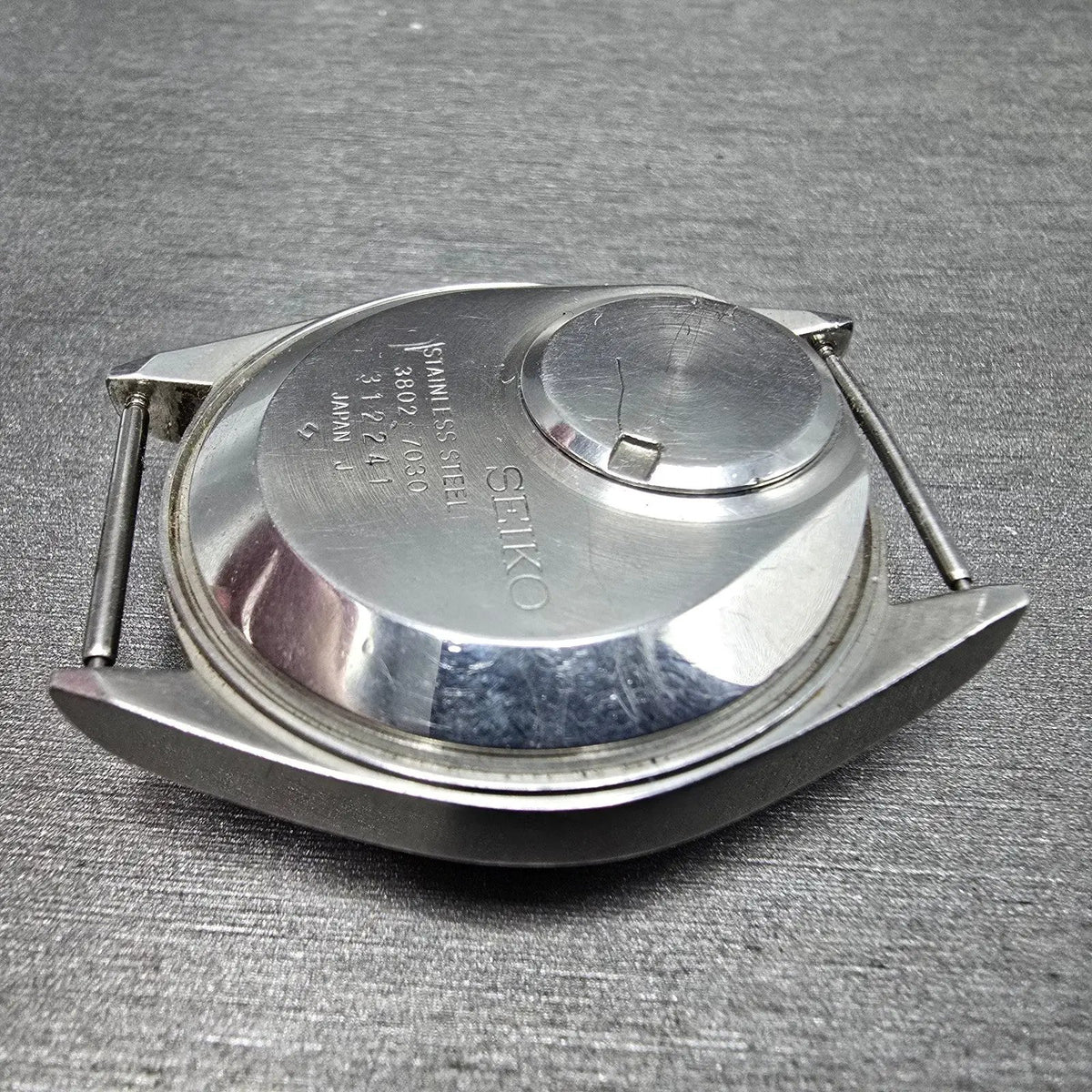 Seiko Watch Men 37mm White Dial Steel Date Round 3802 Movement 3802-7030 PARTS8