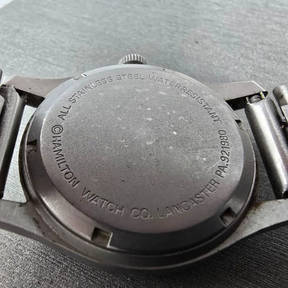 Hamilton Khaki REI Watch Men 33mm Black Dial Steel Date Round 921980 New Battery9
