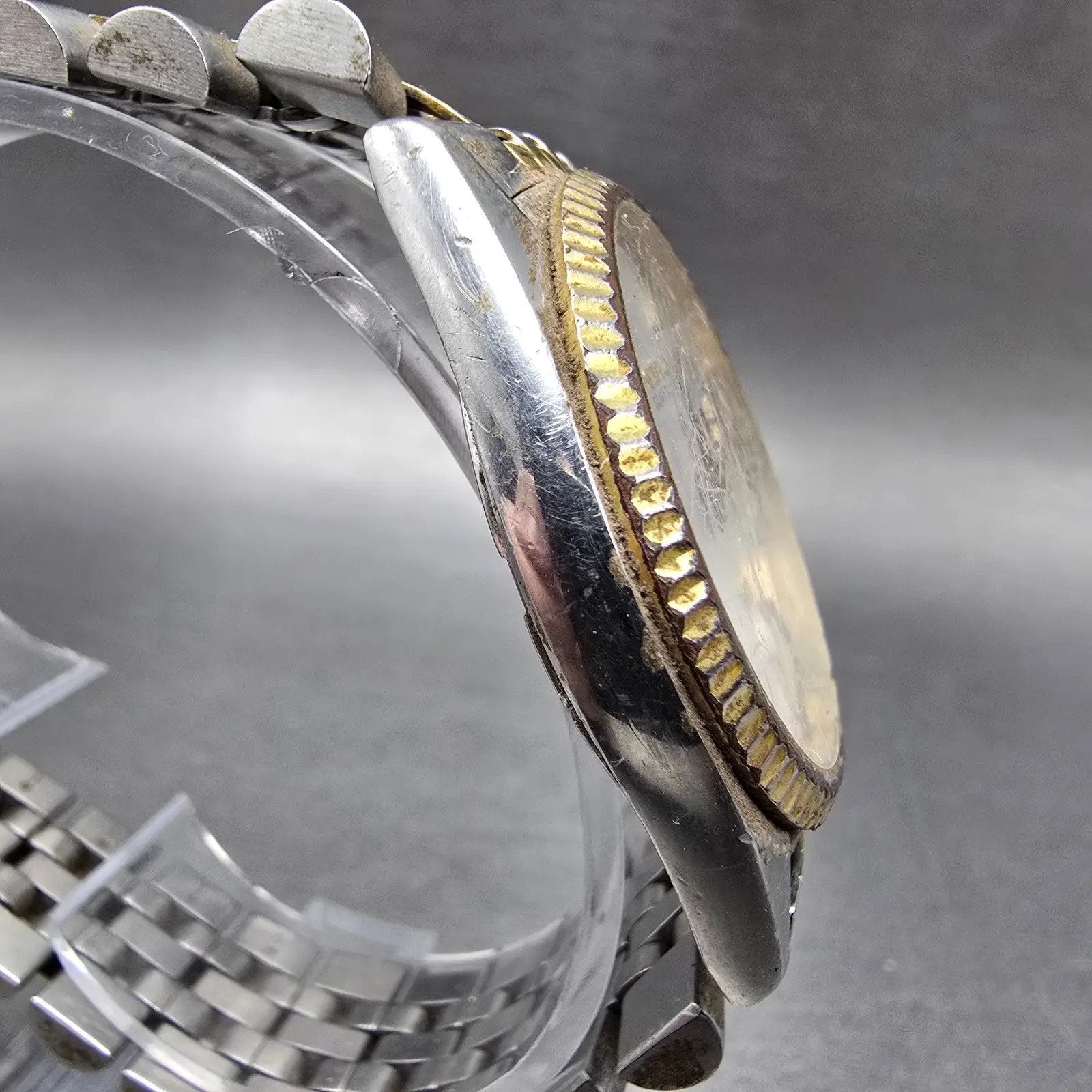 Seiko SQ President Watch Men 36mm Silver Dial Two Tone Daydate 5Y23-8A69 PARTS3