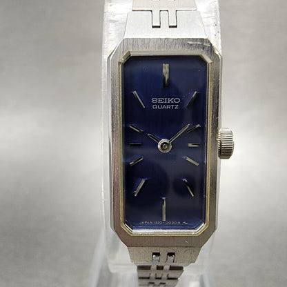 Seiko Watch Women 12mm Blue Dial Silver Tone 1320-5029 New Battery Vintage2