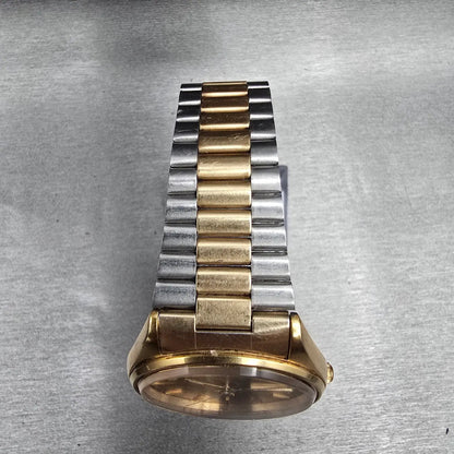 Seiko SQ Watch Men 36mm Gold Dial Gold Tone Daydate Round 8223-8019 New Battery4