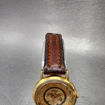 Seiko Watch Women 26mm Gold Floral Dial Gold Tone Round 1N000D59 New Battery4