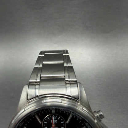 Seiko Chronograph Watch Men 36mm Black Dial Silver Tone Date 7T92-0BA0 New Batt44