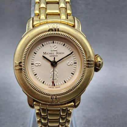 Michel Jordi 3000 Watch Women 26mm Cream Dial Gold Tone Round  New Battery0