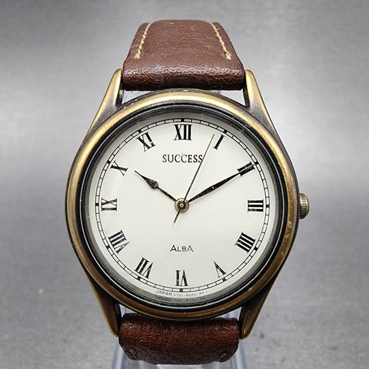 Seiko Alba Success Watch Men 30mm White Dial Gold Tone V7016e20 New Batt READ!!0