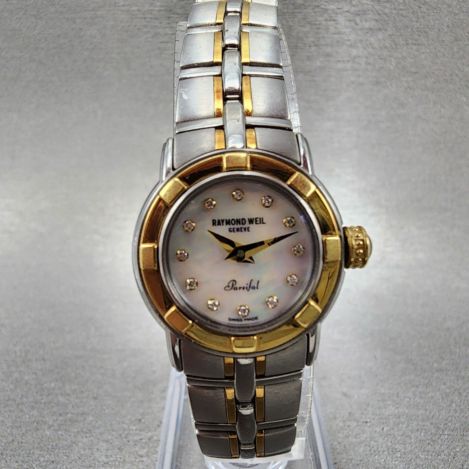 Raymond Weil Parsifal Watch Women 23mm MOP Dial Two Tone 9640 New Battery0