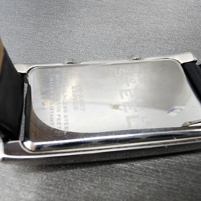 Fossil Steel Dual Time Watch Women 23mm Silver Dial Silver Tone Rectangle NewBat9