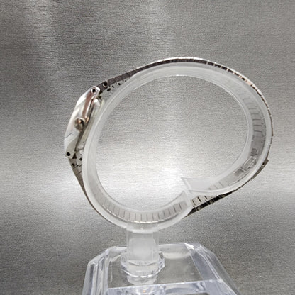 Seiko Watch Women 16mm Blue Dial Silver Tone Rectangle 165009 New Batt NOS6