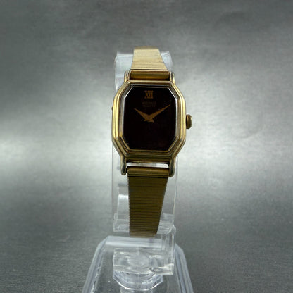 Seiko Watch Women 16mm Brown Dial Gold Tone Octagon 2c20-5769 New Battery5