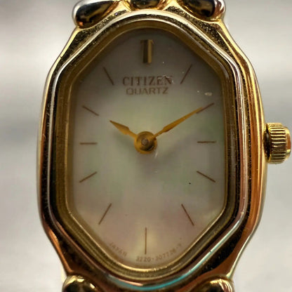 Citizen Watch Women 17mm MOP Dial Gold Tone Oval 3220-326130 New Battery VTG1